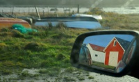 Båthus i bilspeil